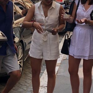 yours truly white linen romper
